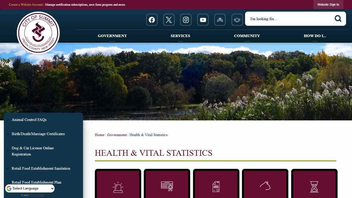 Health & Vital Statistics | Summit, NJ